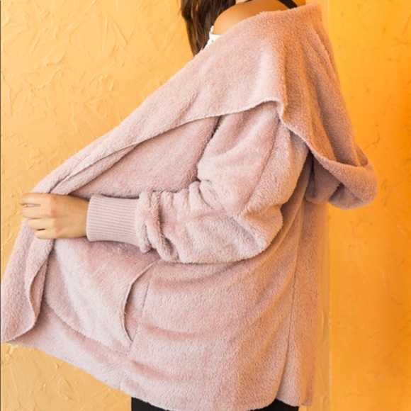 ❄️LAST1️⃣//MAUVE BLANKET CARDIGAN FLEECE HOODIE - Picture 8 of 9